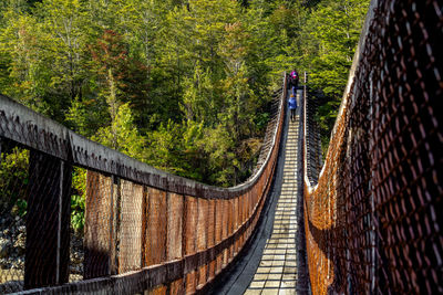 People walking on footbridge