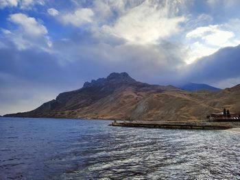 Scenic view of sea against cloudy sky