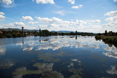 Scenic view of lake against sky