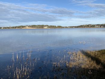 Scenic view of lake against sky