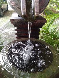 Water flowing through fountain