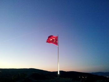 Red flag against clear sky