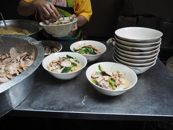 High angle view of food on table