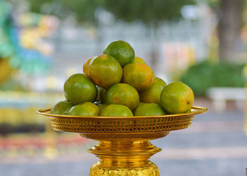 Close-up of fruits on table at market stall