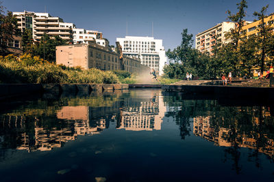 Reflection of buildings in water