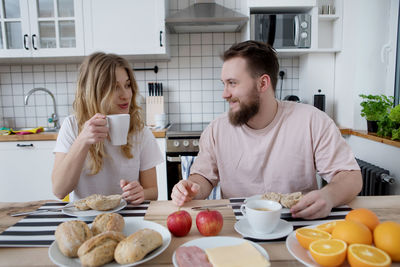 People having food at home