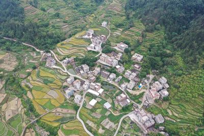 High angle view of townscape