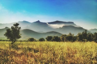 Scenic view of mountains against sky