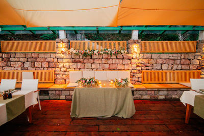 Chairs and tables in restaurant