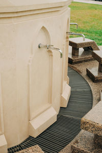 High angle view of staircase outside building