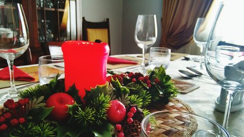 Close-up of flowers on table