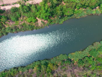 Aerial view of canal amidst landscape