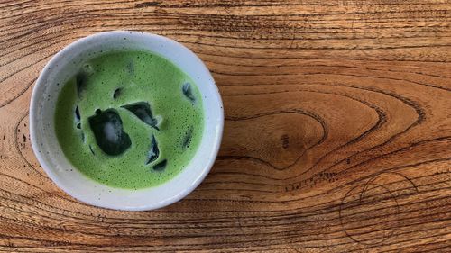 High angle view of coffee on table