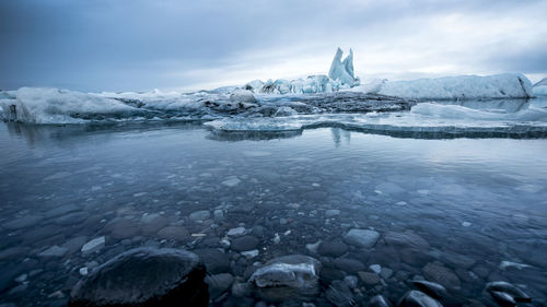 View of frozen lake