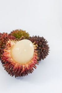 Close-up of dessert on white background