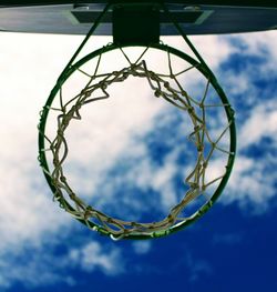 Low angle view of basketball hoop against sky