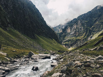 Scenic view of mountains against sky