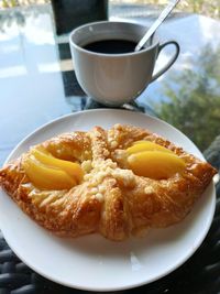 Close-up of breakfast served on table