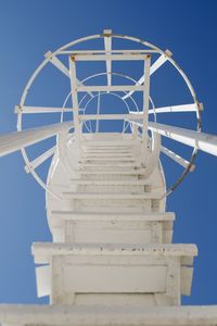 Low angle view of built structure against clear blue sky