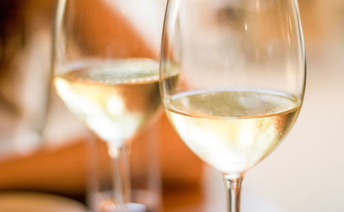 Close-up of wineglass on table