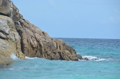 Scenic view of sea against clear sky