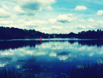 Scenic view of lake against sky