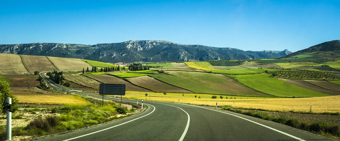 Road passing through agricultural field