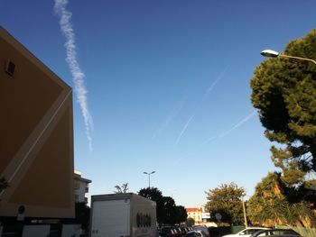 Low angle view of buildings against clear sky