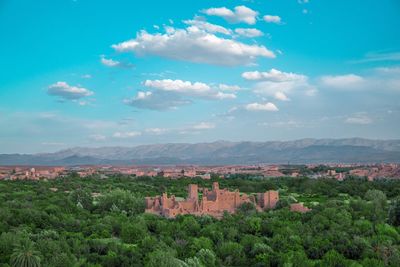 Aerial view of buildings against sky