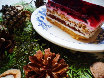 High angle view of cake on table