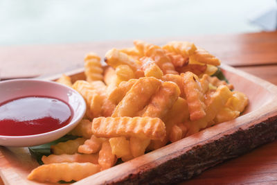 Close-up of served food in plate