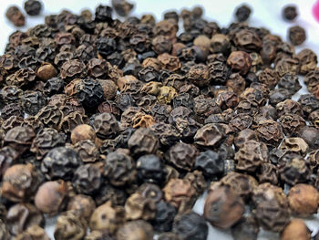 High angle view of coffee beans on table