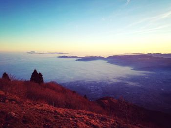 Scenic view of sea against sky during sunset