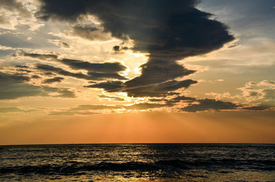 Scenic view of sea against sky during sunset