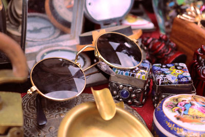 High angle view of sunglasses on table