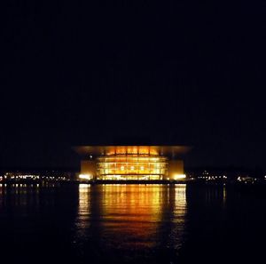 View of illuminated city at night