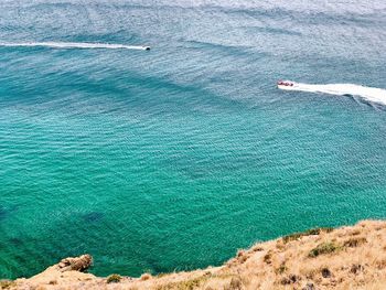 High angle view of sea shore on land