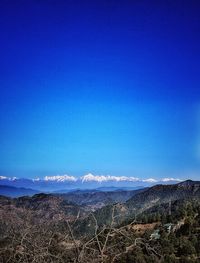 Scenic view of landscape against blue sky