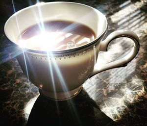 Close-up of tea cup on table