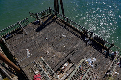 High angle view of pier over sea