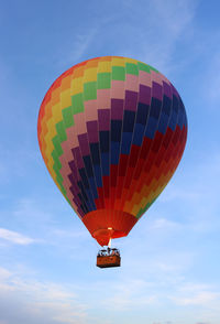 Low angle view of hot air balloon against sky