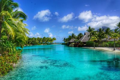 Scenic view of swimming pool against sky