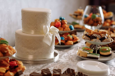 Close-up of dessert on table