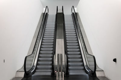Low angle view of escalators