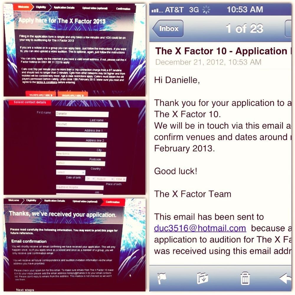 XFactor audition form complete!