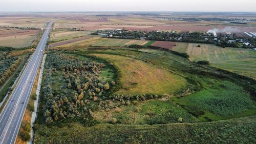 High angle view of agricultural field