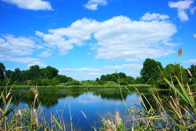 Scenic view of lake against sky