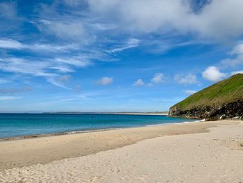 Scenic view of beach against sky