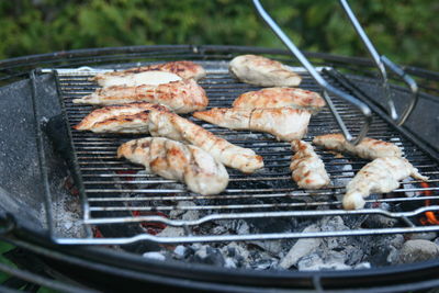 Close-up of meat on barbeque