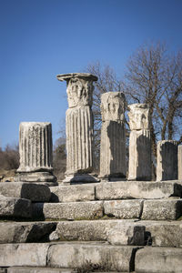 Ornate columns in lagina ancient city, yatagan, mugla, turkey